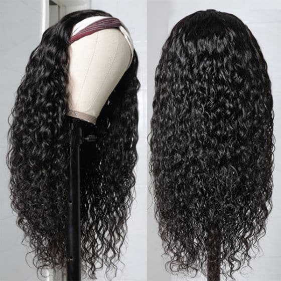 Headband Wigs Water Wave Human Hair Wigs For Black Women Glueless Wigs